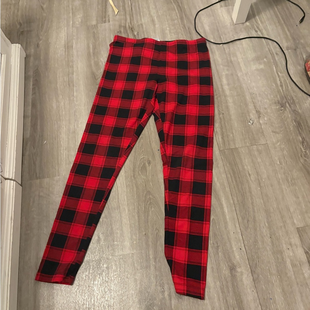 Time and Tru Kids Plaid Leggings - Red and Black